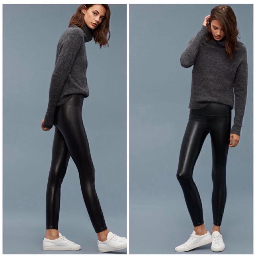 Wilfred Free Black High Waisted Skinny Daria Faux Leather Leggings Size Small